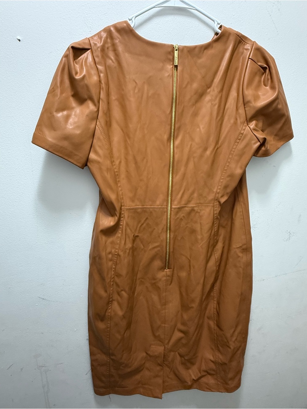 Calvin Klein Camel Faux Leather Dress - Picture 3 of 6